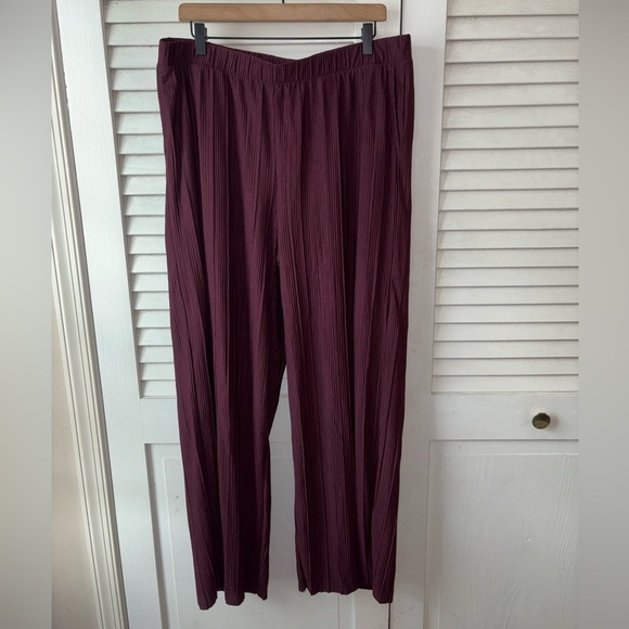 NWT J. Jill Pure Jill Pleated Wide Leg Pants Eggplant size Large Buisness Mature - Picture 2 of 5